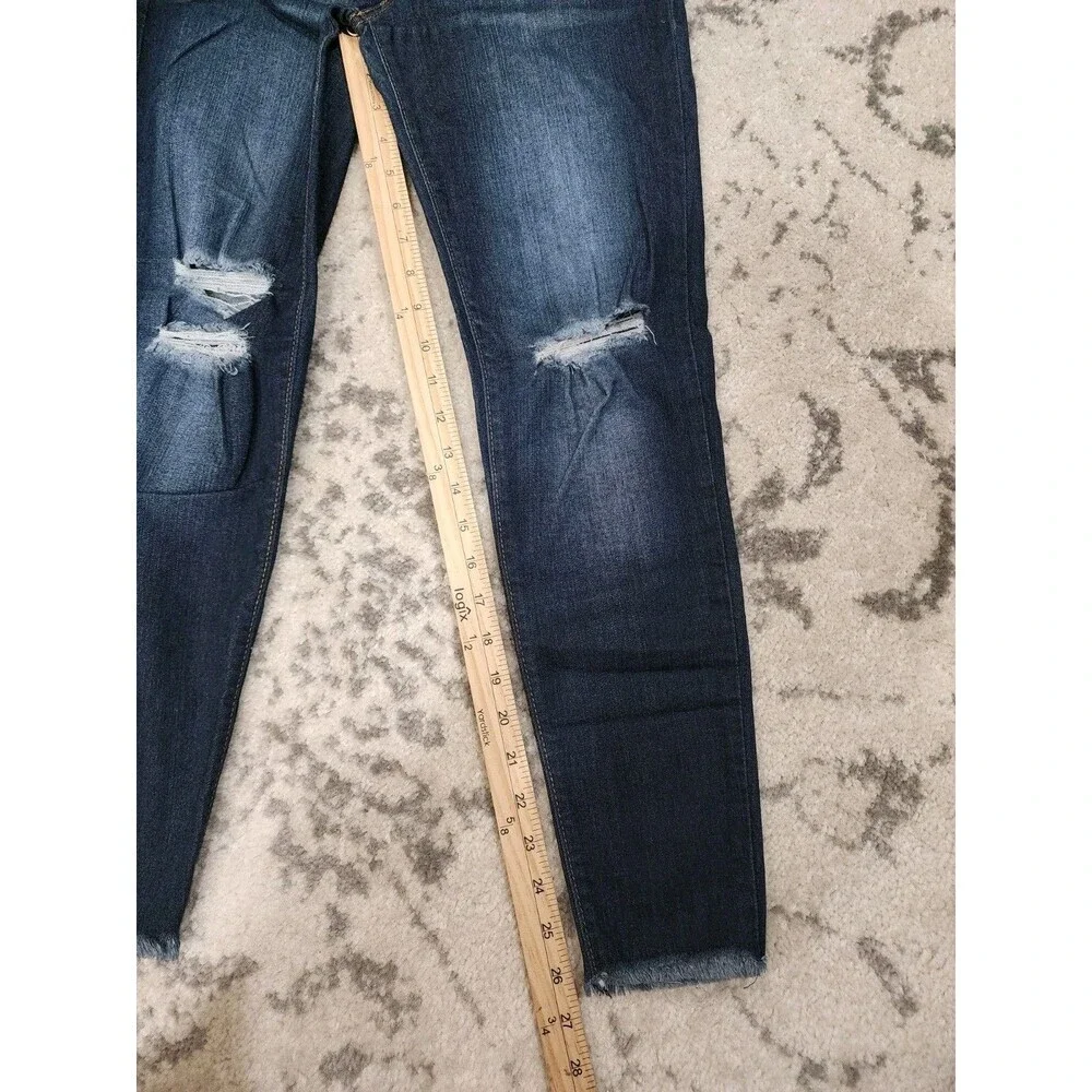 Judy Blue Womens Skinny Fit Jeans 8369-1 Blue Denim Frayed Hem 9/29 Boho Preppy - Picture 2 of 8